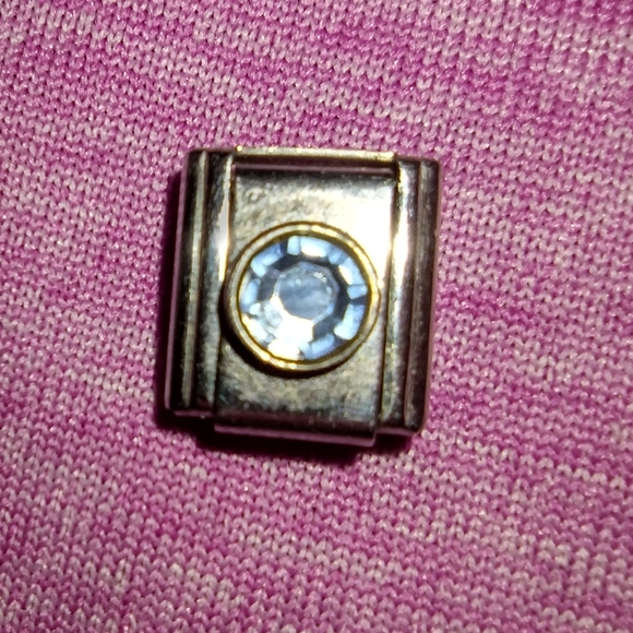 Aquamarine Gem Italian Stainless Steel Charm Link - Picture 2 of 7